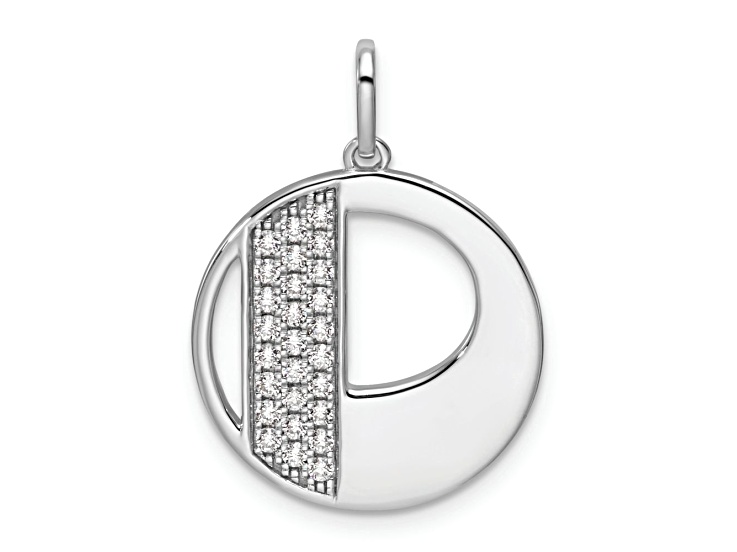 14K White Gold Gatsby Diamond Initial P Charm