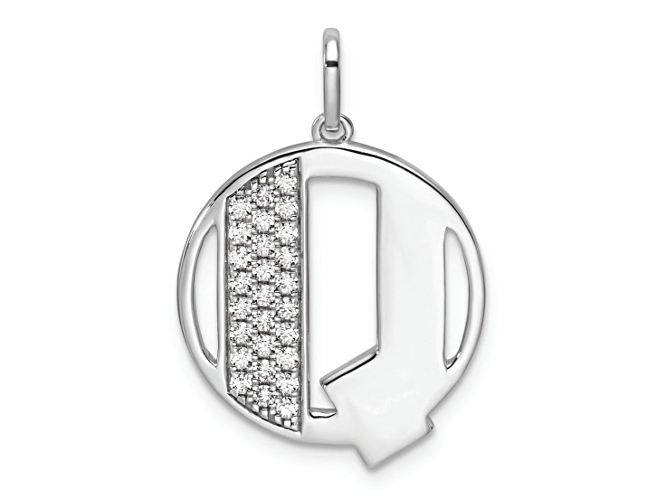 14K White Gold Gatsby Diamond Initial Q Charm