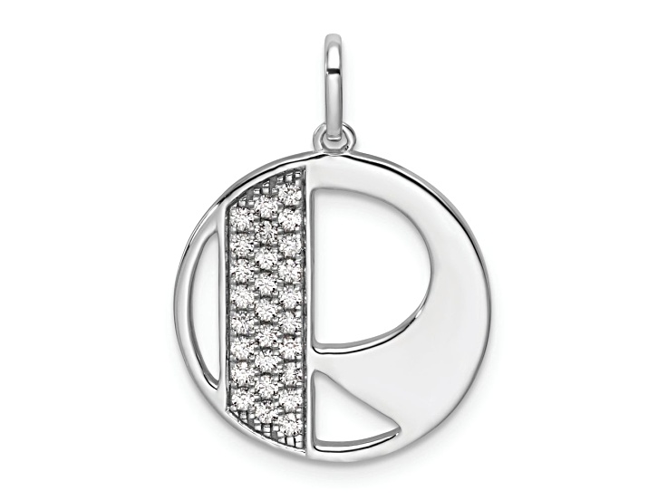 14K White Gold Gatsby Diamond Initial R Charm