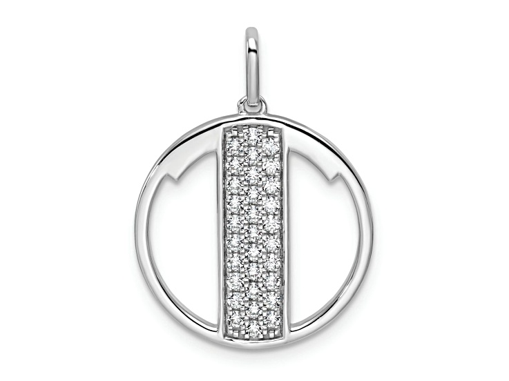 14K White Gold Gatsby Diamond Initial T Charm