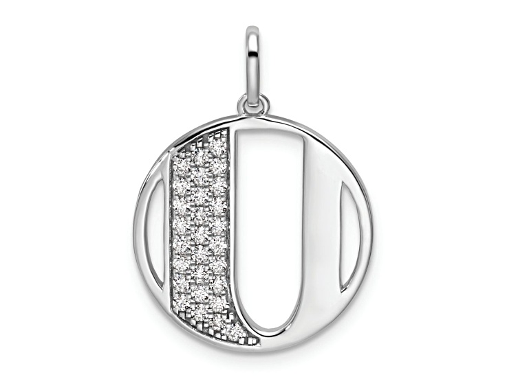 14K White Gold Gatsby Diamond Initial U Charm