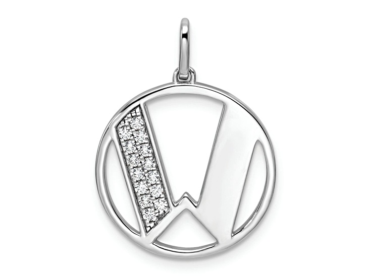 14K White Gold Gatsby Diamond Initial W Charm