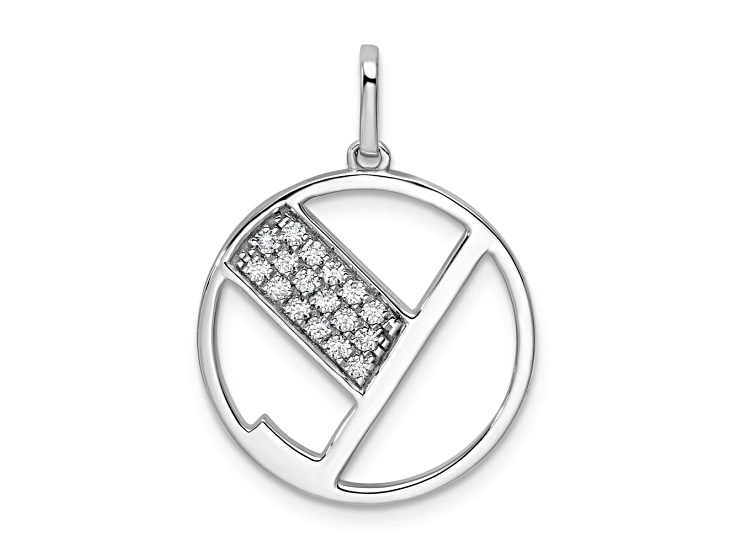 14K White Gold Gatsby Diamond Initial Y Charm
