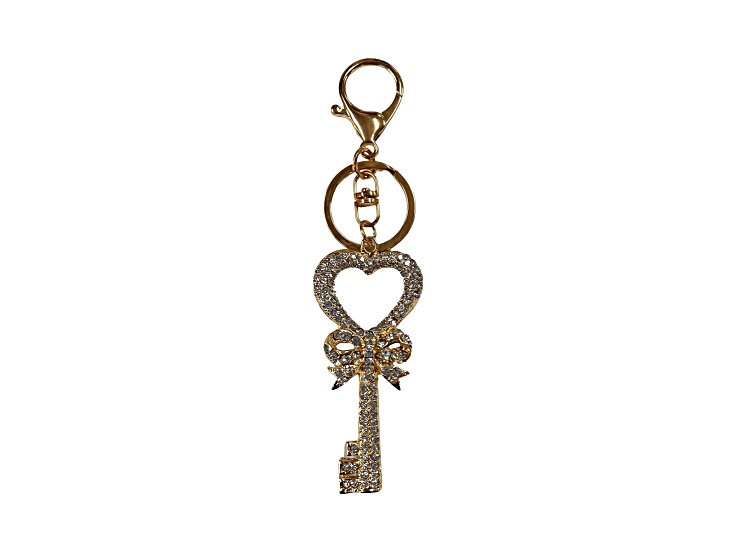 Gold Tone Clear Crystal Key Chain