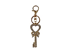 Gold Tone Clear Crystal Key Chain