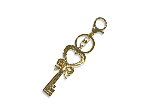 Gold Tone Clear Crystal Key Chain