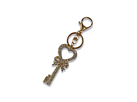 Gold Tone Clear Crystal Key Chain