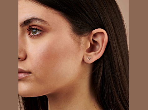 Champagne Diamond 10k Yellow Gold Solitaire Stud Earrings 0.50ctw