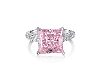 Picture of Princess Cut Pink and Round White Cubic Zirconia Accents Sterling Silver Ring