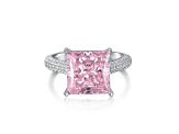 Princess Cut Pink and Round White Cubic Zirconia Accents Sterling Silver Ring