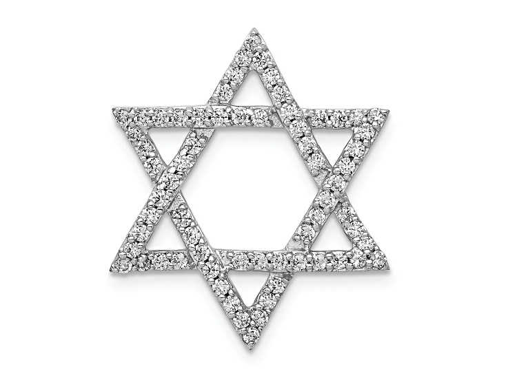 Rhodium Over 14k White Gold Diamond Star of David Chain Slide