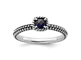 Sterling Silver Stackable Expressions Polished Lab Created Sapphire Ring 0.31ctw