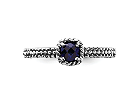 Sterling Silver Stackable Expressions Polished Lab Created Sapphire Ring 0.31ctw