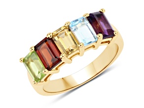 Multi Gemstone 14k Yellow Gold Over Sterling Silver Eternity Ring