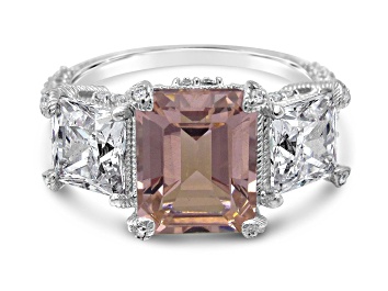 Picture of Judith Ripka 4ct Morganite Simulant And 5.12ctw Bella Luce Rhodium Over Sterling Silver Ring