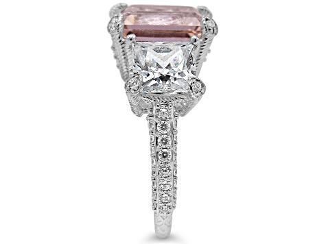 Judith Ripka 4ct Morganite Simulant And 5.12ctw Bella Luce Rhodium Over Sterling Silver Ring