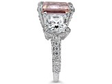 Judith Ripka 4ct Morganite Simulant And 5.12ctw Bella Luce Rhodium Over Sterling Silver Ring