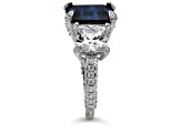 Judith Ripka 5.56ct Lab Blue Sapphire And 5.12ctw Bella Luce Rhodium Over Sterling Ring