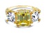 Judith Ripka 6.67ct Canary and 5.12ctw White Bella Luce Diamond Simulant 14K Gold Clad Ring