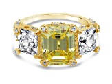 Judith Ripka 6.67ct Canary and 5.12ctw White Bella Luce Diamond Simulant 14K Gold Clad Ring
