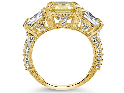 Judith Ripka 6.67ct Canary and 5.12ctw White Bella Luce Diamond Simulant 14K Gold Clad Ring