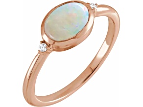 14K Rose Gold Oval Ethiopian Opal and Round Diamond Accents Ring
