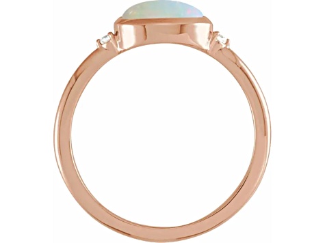 14K Rose Gold Oval Ethiopian Opal and Round Diamond Accents Ring