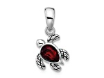 Rhodium Over Sterling Silver Antiqued Crystal Jan Birthstone Turtle Pendant