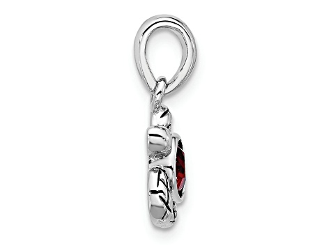 Rhodium Over Sterling Silver Antiqued Crystal Jan Birthstone Turtle Pendant