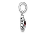 Rhodium Over Sterling Silver Antiqued Crystal Jan Birthstone Turtle Pendant