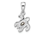 Rhodium Over Sterling Silver Antiqued Crystal Jan Birthstone Turtle Pendant