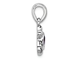 Rhodium Over Sterling Silver Antiqued Crystal Feb Birthstone Turtle Pendant