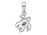 Rhodium Over Sterling Silver Antiqued Crystal Apr Birthstone Turtle Pendant