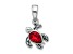 Rhodium Over Sterling Silver Antiqued Crystal July Birthstone Turtle Pendant