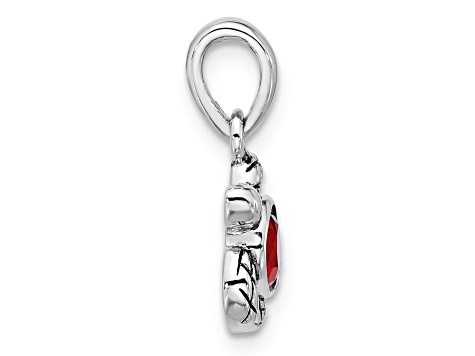 Rhodium Over Sterling Silver Antiqued Crystal July Birthstone Turtle Pendant