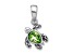 Rhodium Over Sterling Silver Antiqued Crystal Aug Birthstone Turtle Pendant