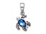 Rhodium Over Sterling Silver Antiqued Crystal Sep Birthstone Turtle Pendant