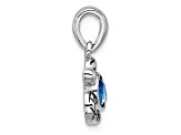 Rhodium Over Sterling Silver Antiqued Crystal Sep Birthstone Turtle Pendant