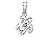 Rhodium Over Sterling Silver Antiqued Crystal Oct Birthstone Turtle Pendant