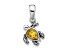 Rhodium Over Sterling Silver Antiqued Crystal Nov Birthstone Turtle Pendant