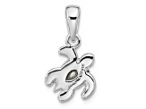 Rhodium Over Sterling Silver Antiqued Crystal Nov Birthstone Turtle Pendant