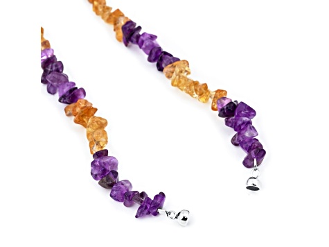 Citrine Sterling Silver Necklace with Amethyst Drop 200.00ctw