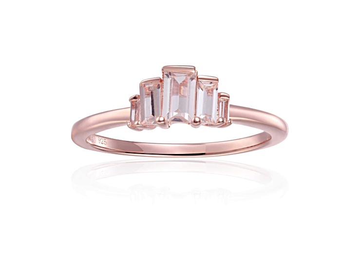 White Topaz 14K Rose Gold Over Sterling Silver 5-Stone Ring