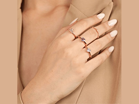 White Topaz 14K Rose Gold Over Sterling Silver 5-Stone Ring