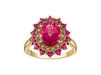 Picture of Pink Topaz 14K Yellow Gold Over Sterling Silver Ring 3.73ctw