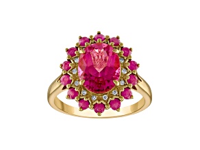 Pink Topaz 14K Yellow Gold Over Sterling Silver Ring 3.73ctw