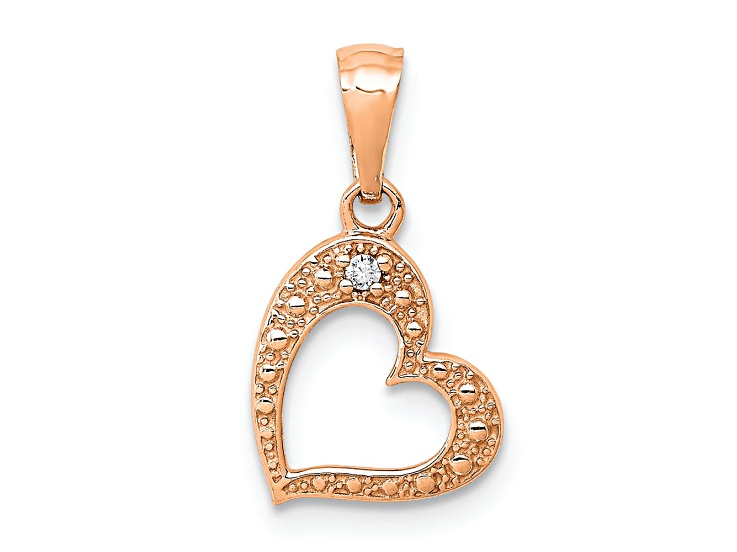 10k Rose Gold Diamond Heart Pendant