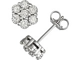 White Diamond Rhodium over Sterling Silver Cluster Pendant and Earring Set 0.50ctw