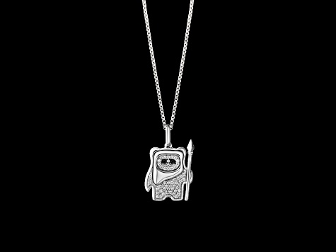 Star Wars™ Fine Jewelry Ewok™ White & Black Diamond Rhodium Over Sterling Silver Pendant 0.20ctw