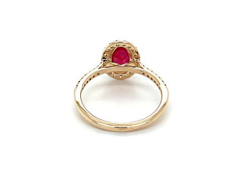 10K Yellow Gold Oval Ruby and Diamond Halo Ring 1.29ctw